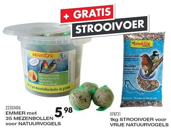 Aanbiedingen Emmer met 35 mezenbollen voor natuurvogels - Benelux - Geldig van 10/11/2015 tot 08/12/2015 bij Supra Bazar