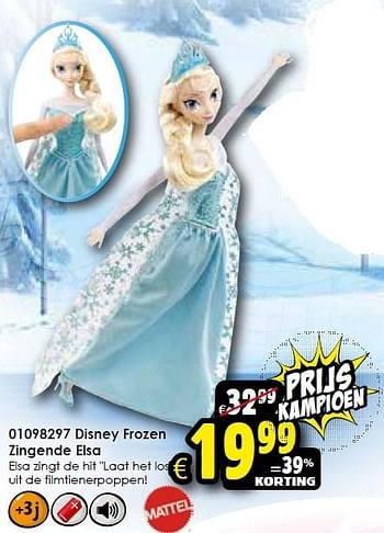 Aanbiedingen Disney frozen zingende elsa - Mattel - Geldig van 14/11/2015 tot 22/11/2015 bij ToyChamp