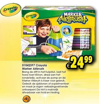 Aanbiedingen Crayola marker airbrush - Crayola - Geldig van 14/11/2015 tot 22/11/2015 bij ToyChamp