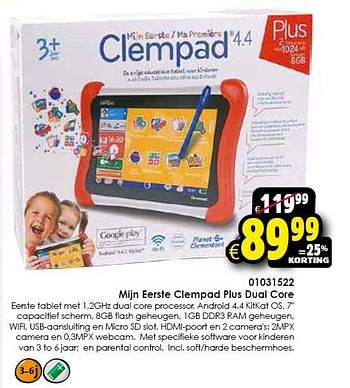 Aanbiedingen Mijn eerste clempad plus dual core - Clementoni - Geldig van 14/11/2015 tot 22/11/2015 bij ToyChamp