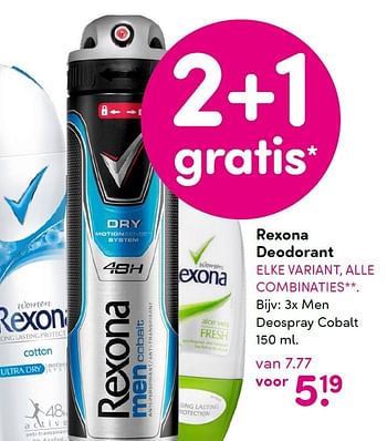 Aanbiedingen Rexona deodorant men deospray cobalt - Rexona - Geldig van 09/11/2015 tot 22/11/2015 bij da