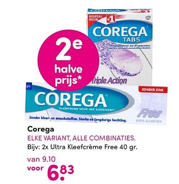 Aanbiedingen Corega ultra kleefcrème free - Corega - Geldig van 09/11/2015 tot 22/11/2015 bij da