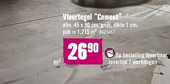 Aanbiedingen Vloertegel cement - Huismerk Hornbach - Geldig van 02/11/2015 tot 29/11/2015 bij Hornbach
