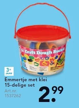 Aanbiedingen Emmertje met klei 15-delige set - Huismerk - Blokker - Geldig van 26/10/2015 tot 06/12/2015 bij Blokker