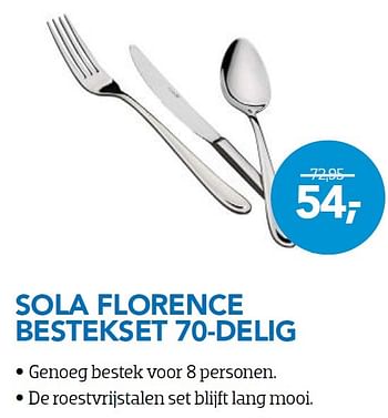 Aanbiedingen Sola florence bestekset 70-delig - Sola - Geldig van 01/11/2015 tot 06/12/2015 bij Coolblue