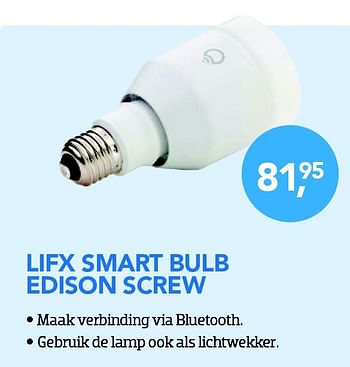 Aanbiedingen Lifx smart bulb edison screw - Lifx - Geldig van 01/11/2015 tot 06/12/2015 bij Coolblue