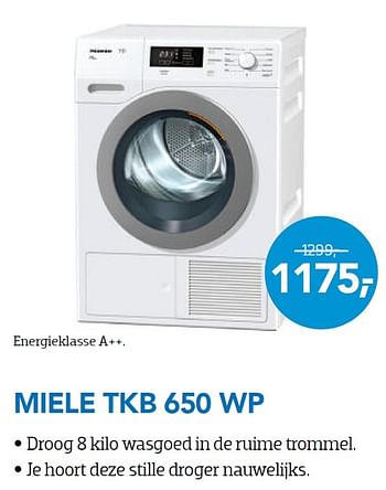 Aanbiedingen Miele wasdroger tkb 650 wp - Miele - Geldig van 01/11/2015 tot 06/12/2015 bij Coolblue