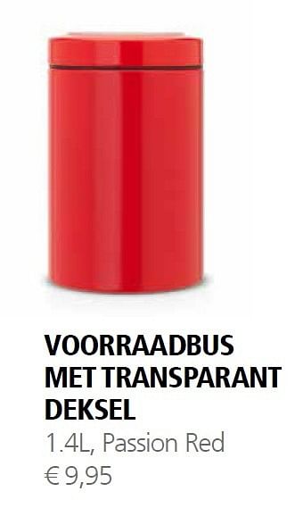 Aanbiedingen Voorraadbus met transparant deksel - Brabantia - Geldig van 07/12/2015 tot 31/12/2015 bij Multi Bazar