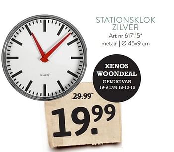 Aanbiedingen Stationsklok zilver - Huismerk - Xenos - Geldig van 12/10/2015 tot 31/12/2015 bij Xenos