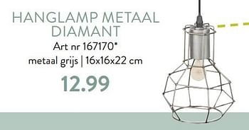 Aanbiedingen Hanglamp metaal diamant - Huismerk - Xenos - Geldig van 12/10/2015 tot 31/12/2015 bij Xenos