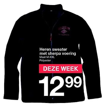 Aanbiedingen Heren sweater met sherpa voering - Huismerk - Zeeman  - Geldig van 21/11/2015 tot 28/11/2015 bij Zeeman