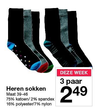Aanbiedingen Heren sokken - Huismerk - Zeeman  - Geldig van 21/11/2015 tot 28/11/2015 bij Zeeman