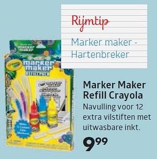Aanbiedingen Marker maker refill crayola - Huismerk-Bruna - Geldig van 16/11/2015 tot 06/12/2015 bij Bruna