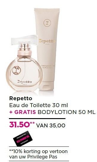Aanbiedingen Repetto eau de toilette - Repetto - Geldig van 16/11/2015 tot 06/12/2015 bij Ici Paris XL
