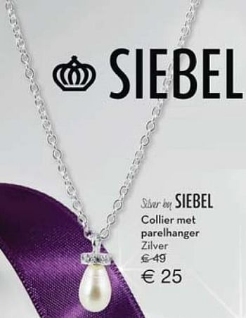 Aanbiedingen Collier met parelhanger - Huismerk - Siebel Juweliers - Geldig van 22/11/2015 tot 31/12/2015 bij Siebel Juweliers