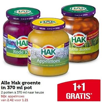 Aanbiedingen Alle hak groente in 370 ml pot - Hak - Geldig van 23/11/2015 tot 29/11/2015 bij Coop