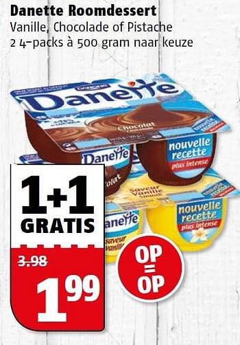 Aanbiedingen Danette roomdessert vanille, chocolade of pistache - Denon - Geldig van 23/11/2015 tot 29/11/2015 bij Poiesz