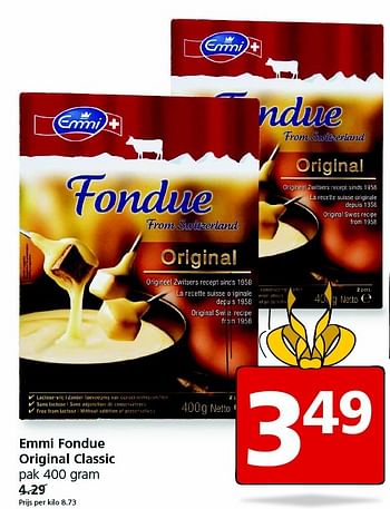 Aanbiedingen Emmi fondue original classic - Emmi - Geldig van 23/11/2015 tot 29/11/2015 bij Jan Linders