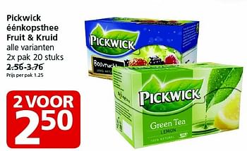 Aanbiedingen Pickwick éénkopsthee fruit + kruid - Pickwick - Geldig van 23/11/2015 tot 29/11/2015 bij Jan Linders