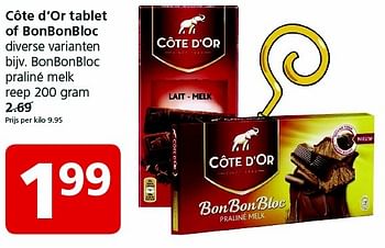 Aanbiedingen Côte d`or tablet of bonbonbloc - Cote D'Or - Geldig van 23/11/2015 tot 29/11/2015 bij Jan Linders