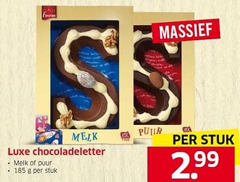 Aanbiedingen Luxe chocoladeletter - Favorina - Geldig van 23/11/2015 tot 29/11/2015 bij Lidl