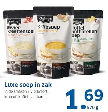 Aanbiedingen Luxe soep in zak - Delicieux - Geldig van 23/11/2015 tot 29/11/2015 bij Lidl