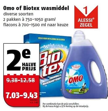 Aanbiedingen Omo of biotex wasmiddel - Biotex - Geldig van 23/11/2015 tot 29/11/2015 bij Poiesz