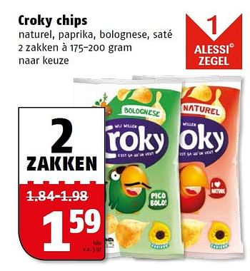 Aanbiedingen Croky chips naturel, paprika, bolognese, saté - Croky - Geldig van 23/11/2015 tot 29/11/2015 bij Poiesz