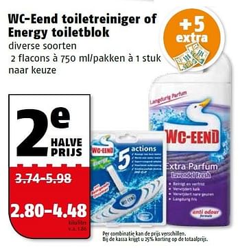 Aanbiedingen Wc-eend toiletreiniger of energy toiletblok - WC Eend - Geldig van 23/11/2015 tot 29/11/2015 bij Poiesz