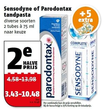 Aanbiedingen Sensodyne of parodontax tandpasta - Parodontax - Geldig van 23/11/2015 tot 29/11/2015 bij Poiesz