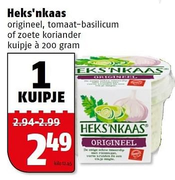 Aanbiedingen Heks`nkaas origineel, tomaat-basilicum of zoete koriander - Heks'n Kaas - Geldig van 23/11/2015 tot 29/11/2015 bij Poiesz