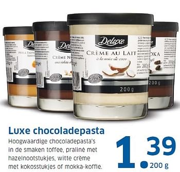 Aanbiedingen Luxe chocoladepasta - Deluxe - Geldig van 23/11/2015 tot 29/11/2015 bij Lidl