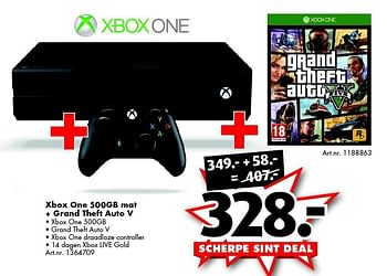 Aanbiedingen Xbox one 500gb mat + grand theft auto v - Huismerk - Bart Smit - Geldig van 21/11/2015 tot 06/12/2015 bij Bart Smit
