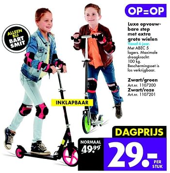 Aanbiedingen Luxe opvouwbare step met extra grote wielen - Huismerk - Bart Smit - Geldig van 21/11/2015 tot 06/12/2015 bij Bart Smit