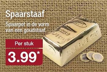 Aanbiedingen Spaarstaaf spaarpot in de vorm van een goudstaaf - Huismerk - Aldi - Geldig van 25/11/2015 tot 01/12/2015 bij Aldi