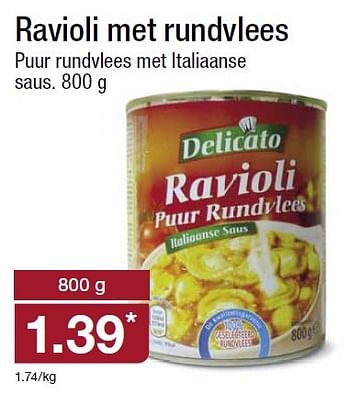 Aanbiedingen Ravioli met rundvlees - DELICATO - Geldig van 25/11/2015 tot 01/12/2015 bij Aldi