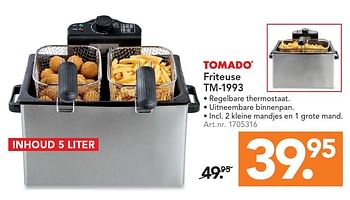 Aanbiedingen Tomado friteuse tm-1993 - Tomado - Geldig van 23/11/2015 tot 06/12/2015 bij Blokker