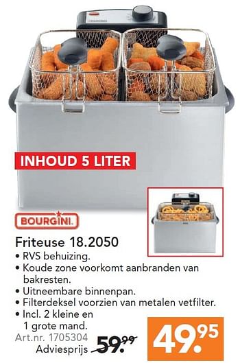 Aanbiedingen Bourgini friteuse 18.2050 - Bourgini - Geldig van 23/11/2015 tot 06/12/2015 bij Blokker