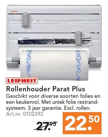 Aanbiedingen Leifheit rollenhouder parat plus - Leifheit - Geldig van 23/11/2015 tot 06/12/2015 bij Blokker