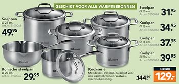 Aanbiedingen Kookserie met deksel. van rvs - 24 Kitchen - Geldig van 23/11/2015 tot 06/12/2015 bij Blokker