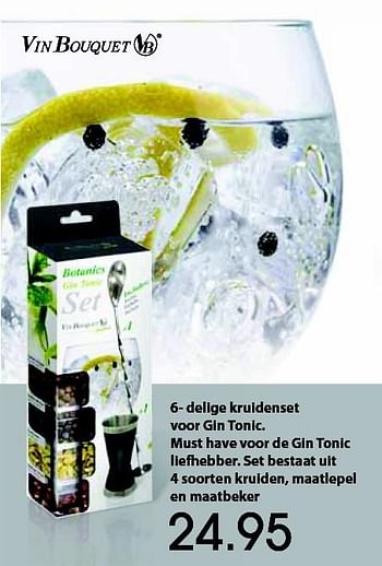 Aanbiedingen 6- delige kruidenset voor gin tonic - Vin Bouquet - Geldig van 26/11/2015 tot 20/12/2015 bij Multi Bazar