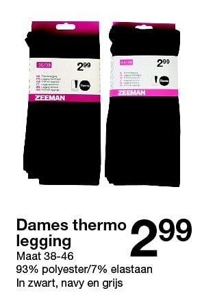 Aanbiedingen Dames thermo legging - Huismerk - Zeeman  - Geldig van 28/11/2015 tot 05/12/2015 bij Zeeman