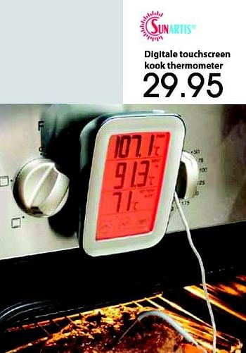Aanbiedingen Digitale touchscreen kook thermometer - Sunartis - Geldig van 26/11/2015 tot 20/12/2015 bij Multi Bazar