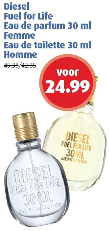 Aanbiedingen Diesel fuel for life eau de parfum femme eau de toilette homme - Diesel - Geldig van 23/11/2015 tot 06/12/2015 bij Uw eigen drogist