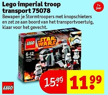 Aanbiedingen Lego imperial troop transport 75078 - Lego - Geldig van 24/11/2015 tot 06/12/2015 bij Kruidvat