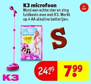 Aanbiedingen K3 microfoon word een echte ster en zing luidkeels mee met k3 - K3 - Geldig van 24/11/2015 tot 06/12/2015 bij Kruidvat