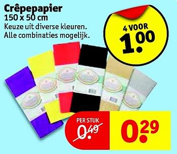 Aanbiedingen Crêpepapier keuze uit diverse kleuren - Huismerk - Kruidvat - Geldig van 24/11/2015 tot 06/12/2015 bij Kruidvat