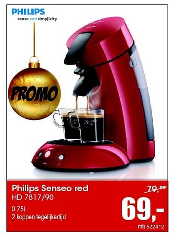 Aanbiedingen Philips senseo red hd 7817-90 - Philips - Geldig van 07/12/2015 tot 31/12/2015 bij Multi Bazar