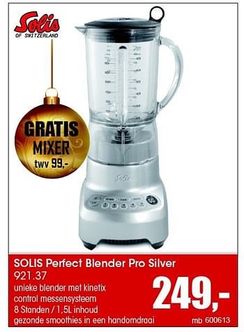 Aanbiedingen Solis perfect blender pro silver 921.37 - Solis - Geldig van 07/12/2015 tot 31/12/2015 bij Multi Bazar
