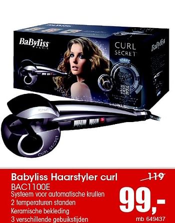 Aanbiedingen Babyliss haarstyler curl bac1100e - Babyliss - Geldig van 07/12/2015 tot 31/12/2015 bij Multi Bazar